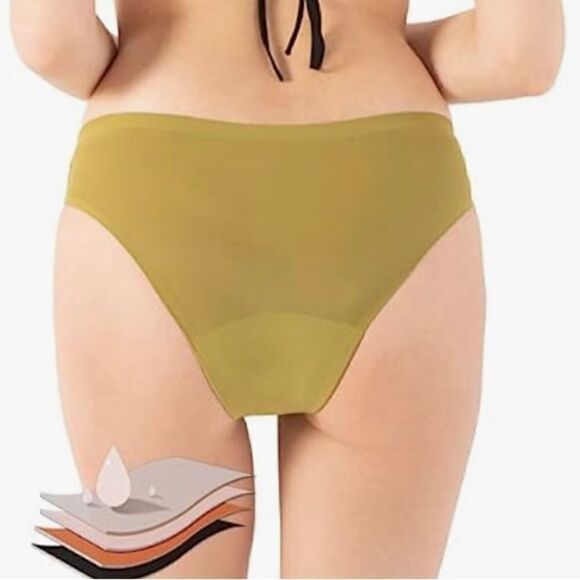 Mordlanka Period Swimwear Mid Waisted Bikini Bottoms Swimsuits medium green - Picture 3 of 9